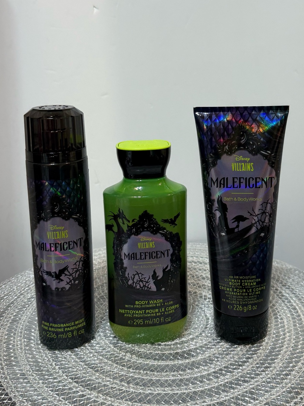 BBW Disney Villians Maleficent Fragrance Mist Body Wash Body Cream Set of 3 NWT